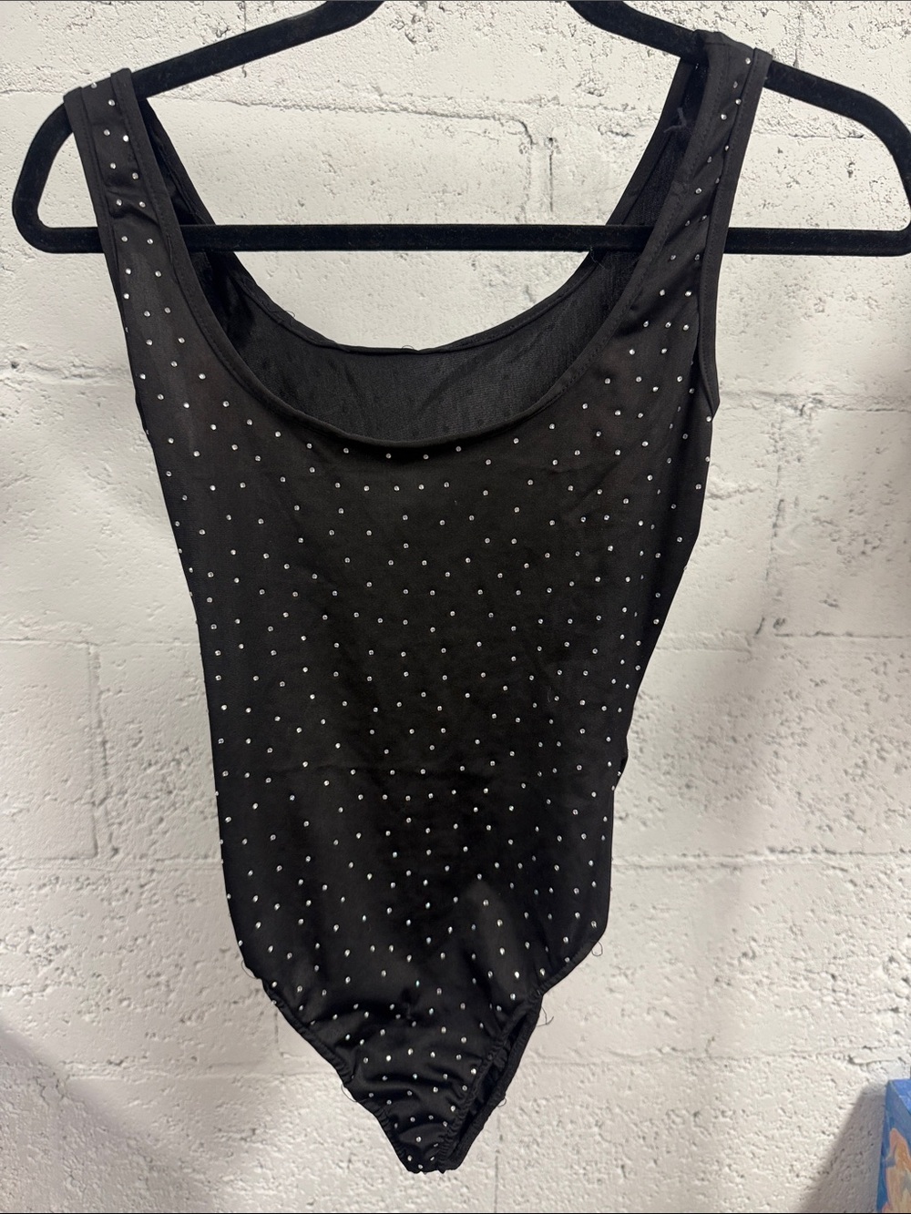 Black Rhinestone One-Piece Leotard Scrunch Butt - LIKE NEW - Size Small